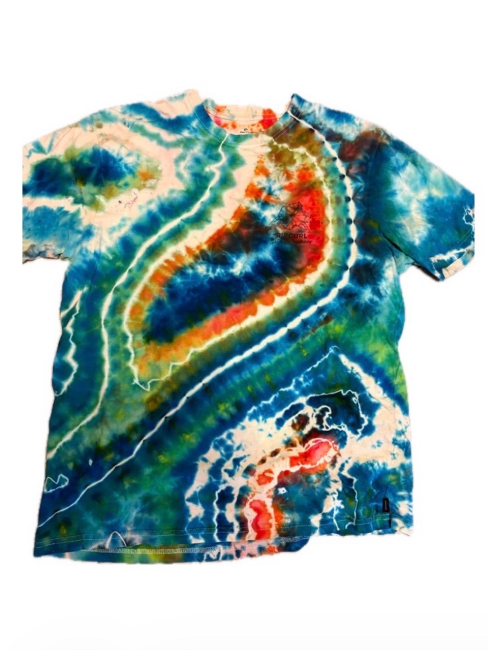 Rip Curl Men's Tie-Dye Short Sleeve T-Shirt - Blue, Green & Orange